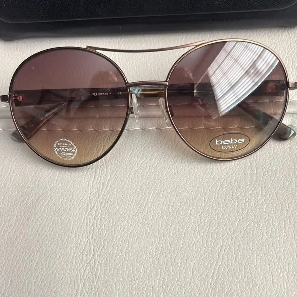 Bebe Round Sunglasses with Swarovski Crystals